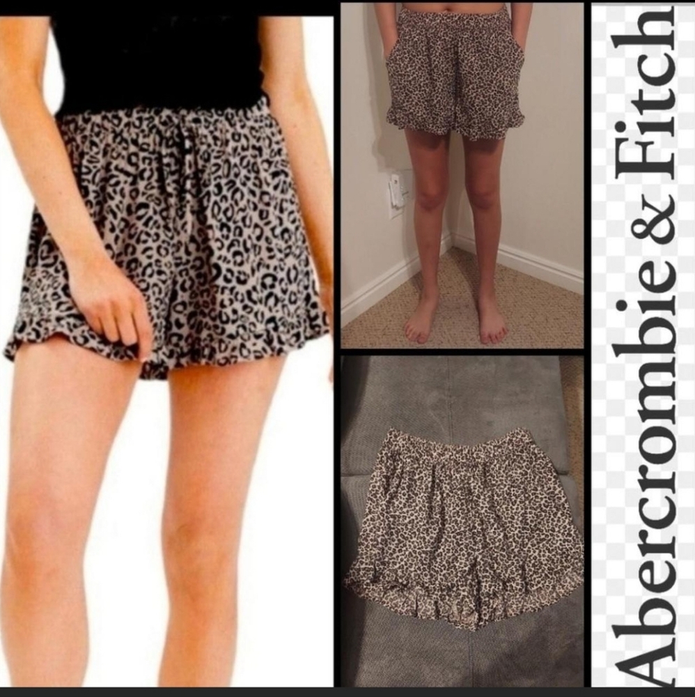 Abercrombie and Fitch leopard/ animal print shorts w/ruffle hem size medium